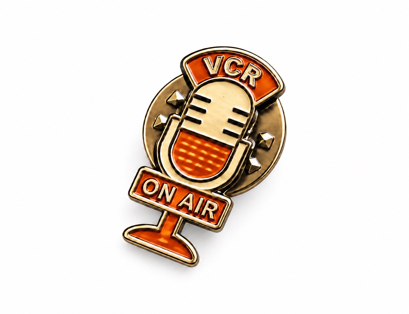 VCR On Air Mic Pin, front, design concept